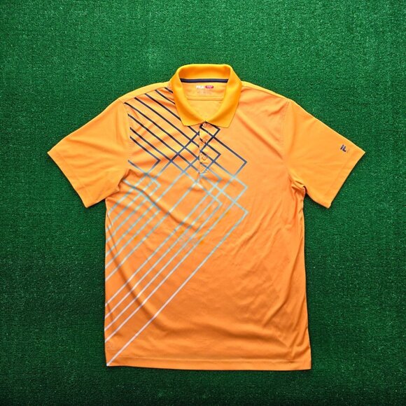 Fila Sport Polo Shirt Mens Large Orange Short Sleeve Golf Performance Casual‎ - Picture 1 of 9